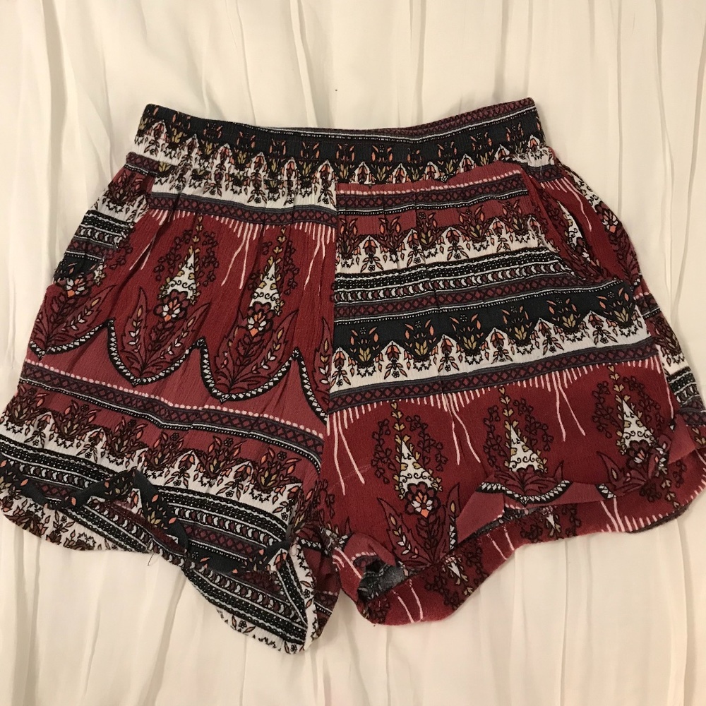Maroon Patterned Shorts